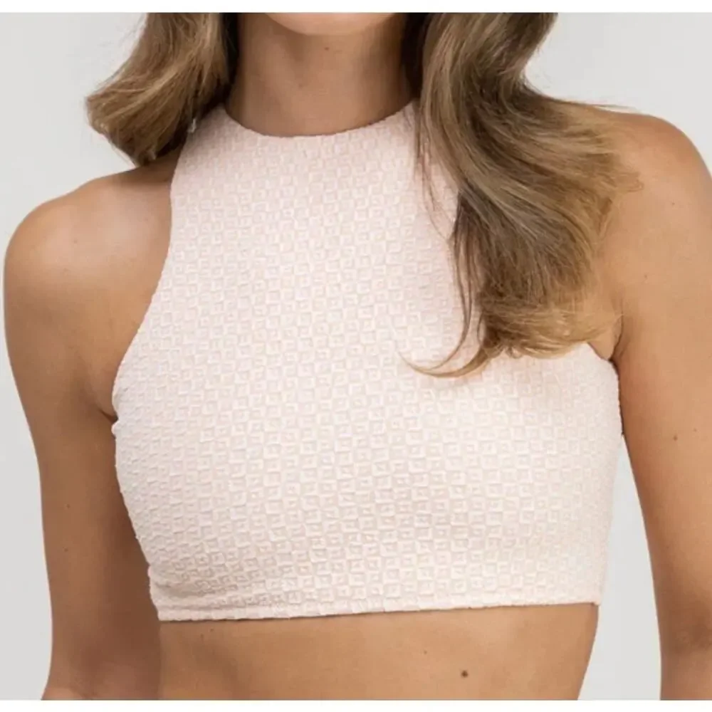 Rhythm Livin Peach Parfait Geo Cross Back Bikini Top S NWT